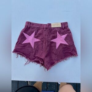 Women's Frayed Hem Shorts - Purple